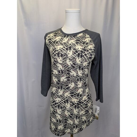 LuLaRoe Tops - LuLaRoe Disney Randy Mickey Mouse Baseball Tee Top S Small Gray Raglan Shirt NWT